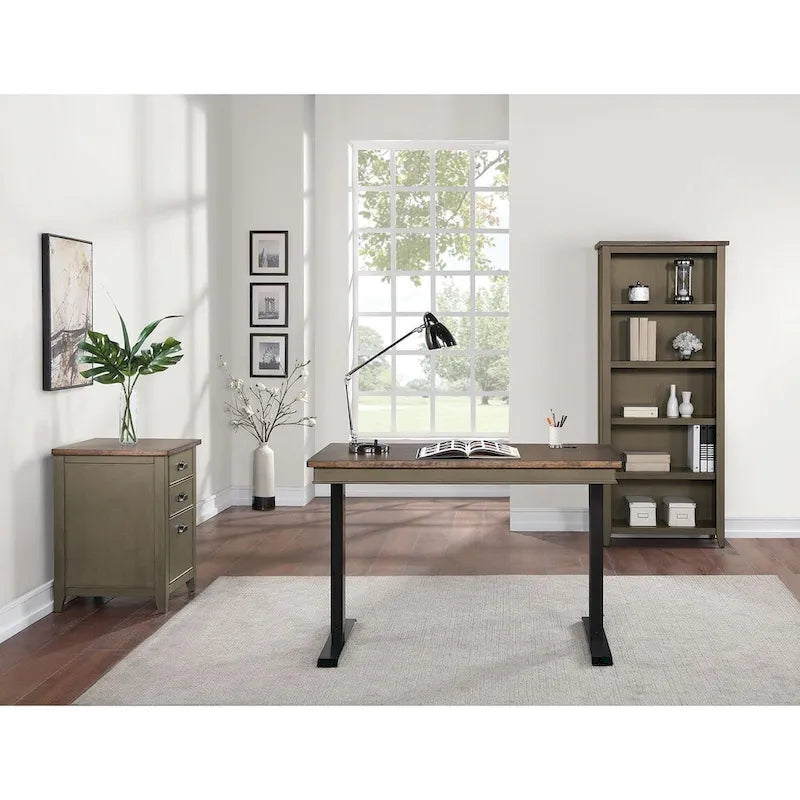 Farmhouse Electric Sit/Stand Desk, Height Adjustable Table, Blue