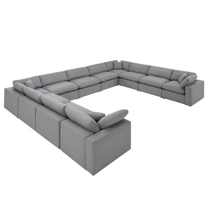 Anka Grey Linen Down Filled Cushioned 11-Seat Sectional Sofa by iNSPIRE Q Modern