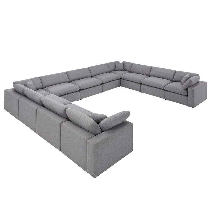 Anka Grey Linen Down Filled Cushioned 11-Seat Sectional Sofa by iNSPIRE Q Modern