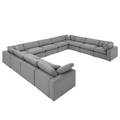 Anka Grey Linen Down Filled Cushioned 11-Seat Sectional Sofa by iNSPIRE Q Modern