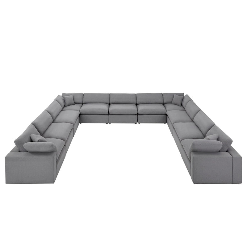 Anka Grey Linen Down Filled Cushioned 11-Seat Sectional Sofa by iNSPIRE Q Modern