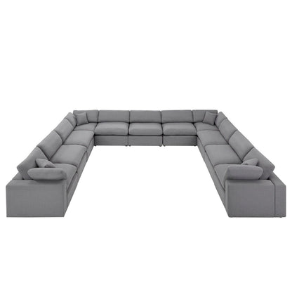 Anka Grey Linen Down Filled Cushioned 11-Seat Sectional Sofa by iNSPIRE Q Modern