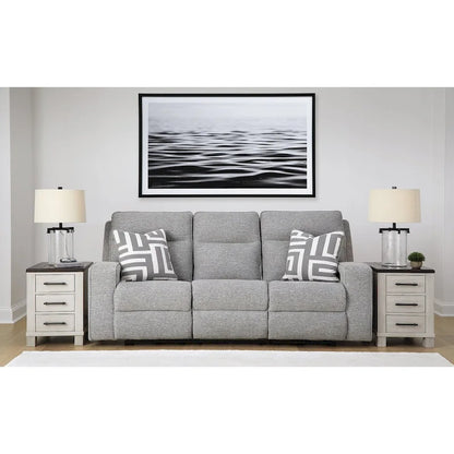 Signature Design by Ashley Biscoe Pewter Power Reclining Sofa - 88 W x 43 D x 42 H