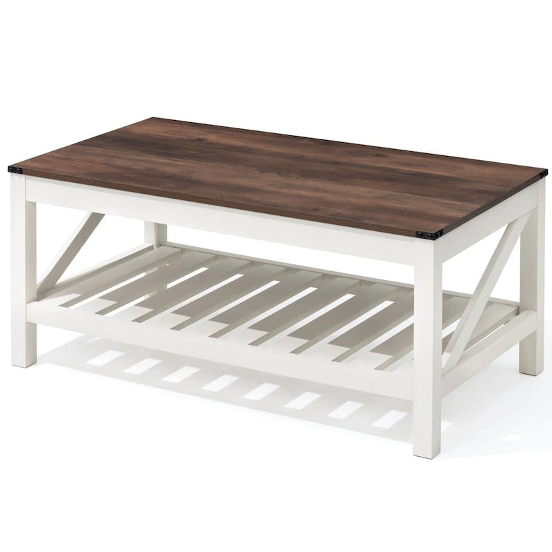 VredHom Coffee Table Center Table Tea Table with Shelf - 18.1 in H x 40.2 in W x 22 in D