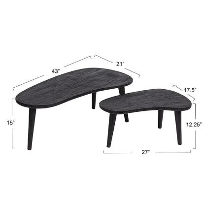 Oblong Wood Nesting Coffee Tables - 43.0L x 21.0W x 15.0H