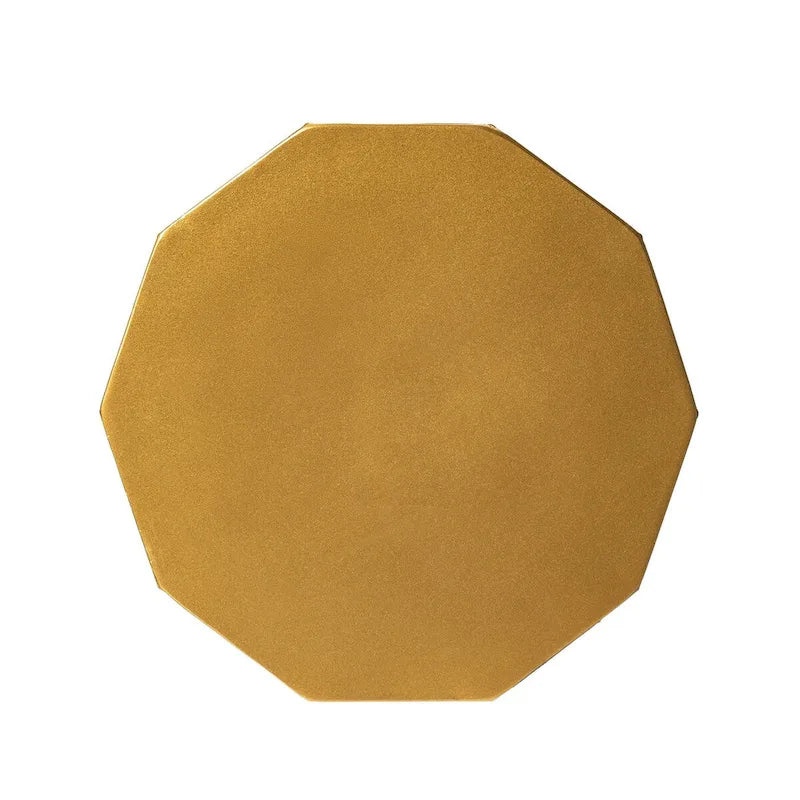 Glitzhome 17H Antique Gold MGO Geometric Side Table or Accent Stool - 14L x 14W x 17H