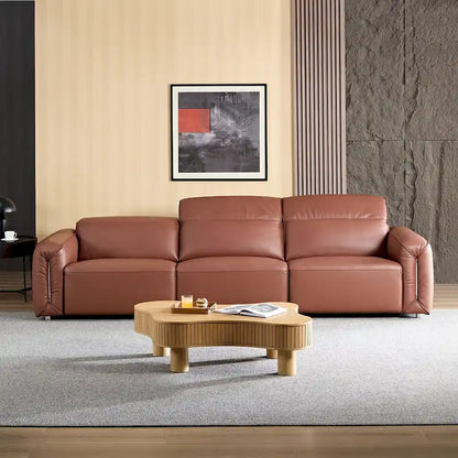 Modern 3-Seater Leather Sofa for Living Room, Comfy Sofa Couch with Extra Deep Seats, Adjustable Headrests
