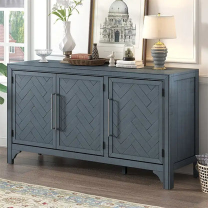 Wood Storage Cabinet Sideboard with Adjustable Shelves and 3 Doors