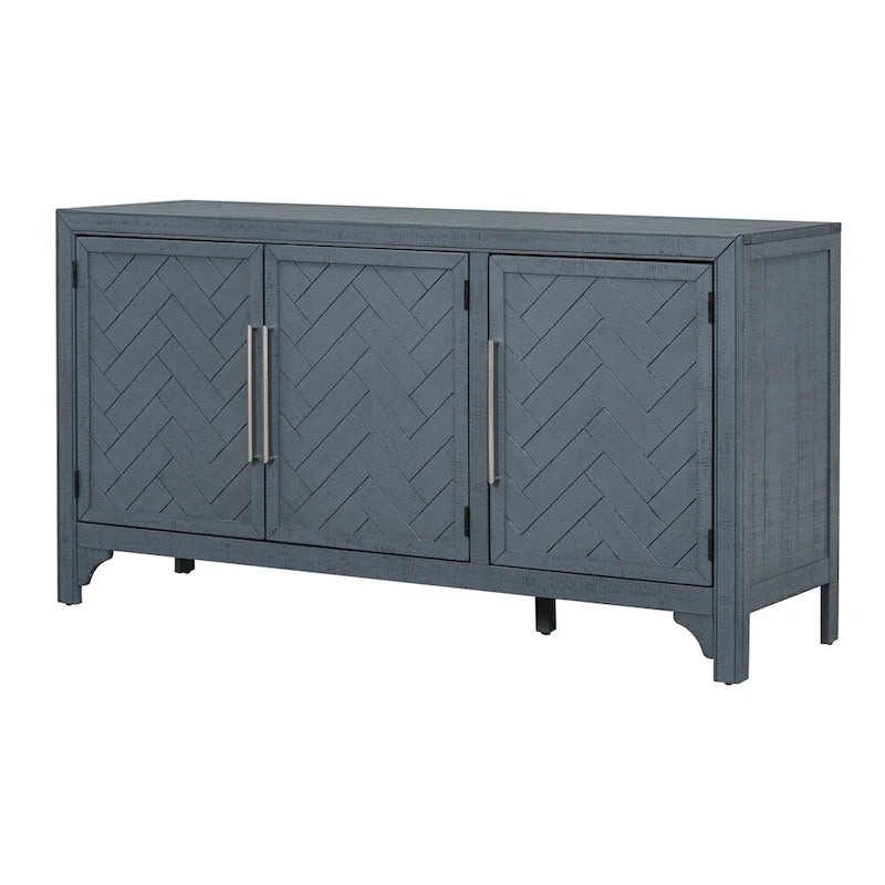Wood Storage Cabinet Sideboard with Adjustable Shelves and 3 Doors