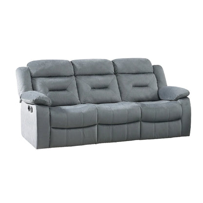 Velvet Upholstered Manual Motion Recliner Sofa with USB Port