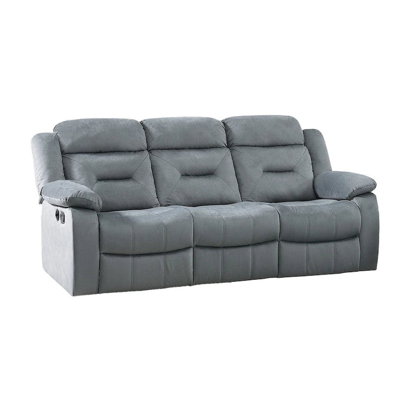 Velvet Upholstered Manual Motion Recliner Sofa with USB Port