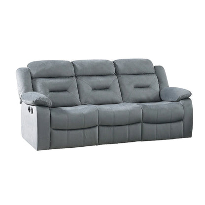 Velvet Upholstered Manual Motion Recliner Sofa with USB Port