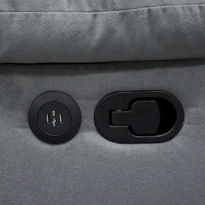 Velvet Upholstered Manual Motion Recliner Sofa with USB Port