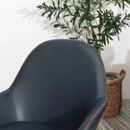 Glitzhome Set of 4 Mid-Century Leatherette Stitched Dining Accent Armchairs