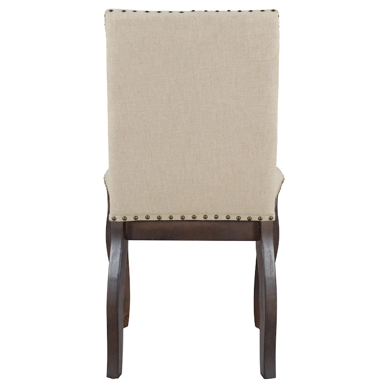 Set of 4 Wood Upholstered Dining Chairs with Nailhead Trim