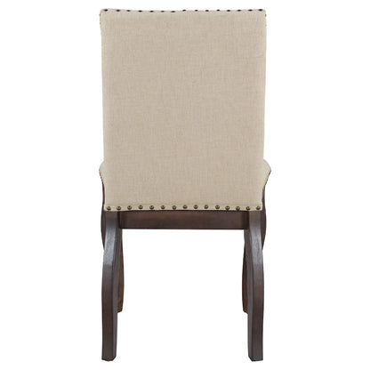 Set of 4 Wood Upholstered Dining Chairs with Nailhead Trim