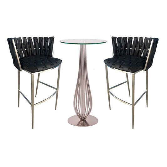 Pub Table with Bar Stools 30 Height Matching Barcelona 3Pc Set