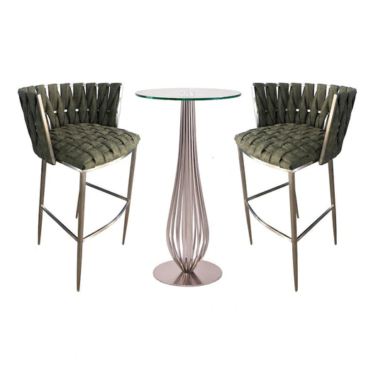 Pub Table with Bar Stools 30 Height Matching Barcelona 3Pc Set