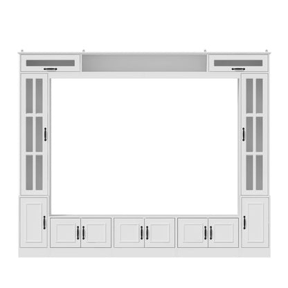 White Entertainment Unit with Multiple Storage Options Tempered Glass - 96.9