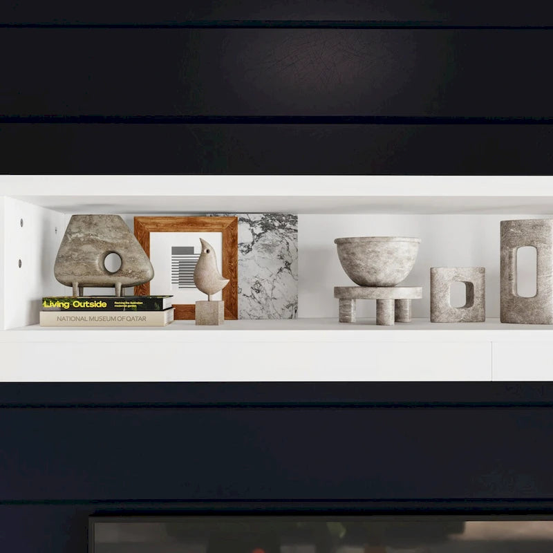 White Entertainment Unit with Multiple Storage Options Tempered Glass - 96.9