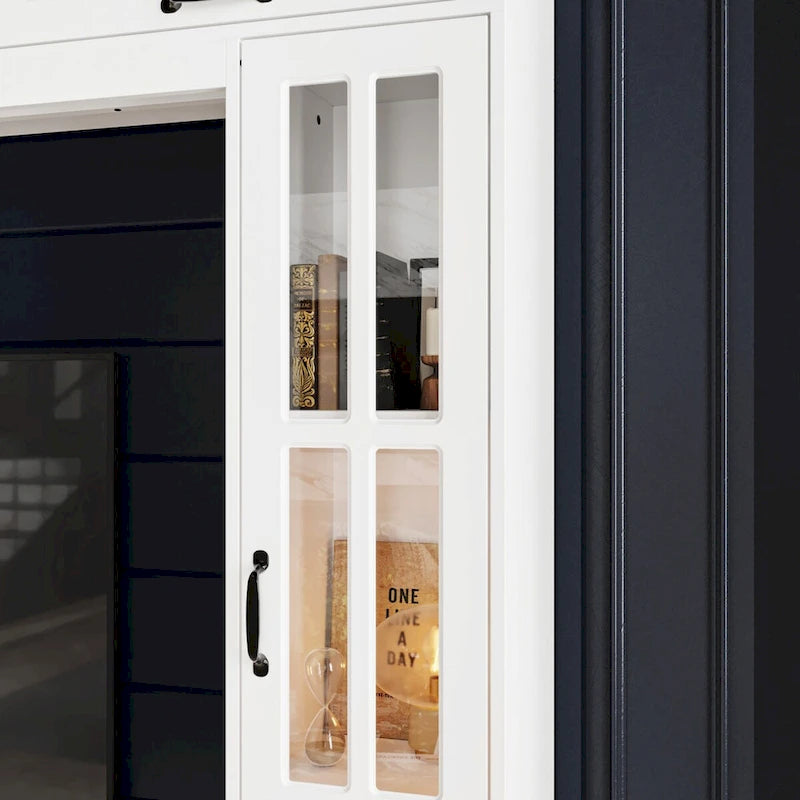 White Entertainment Unit with Multiple Storage Options Tempered Glass - 96.9