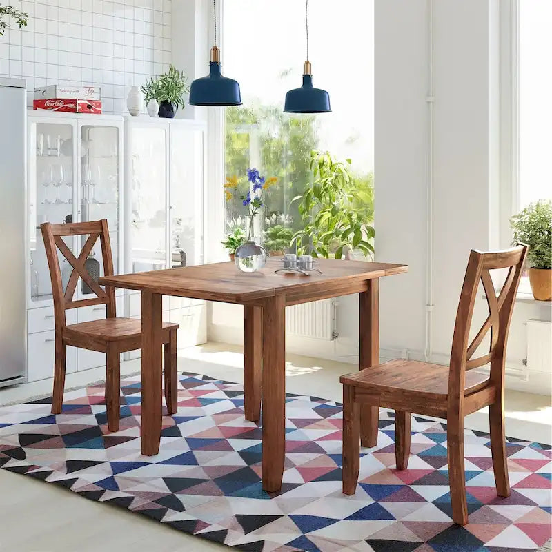 Merax 3-Piece Wood Drop Leaf Breakfast Nook Dining Table Set