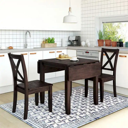Merax 3-Piece Wood Drop Leaf Breakfast Nook Dining Table Set