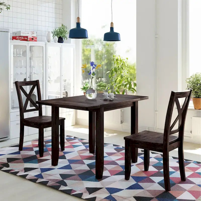 Merax 3-Piece Wood Drop Leaf Breakfast Nook Dining Table Set