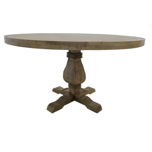 54 wide Round Dining Table in Natural wood finish (with reinforced steel bracket) - 54W x 30H x 54D