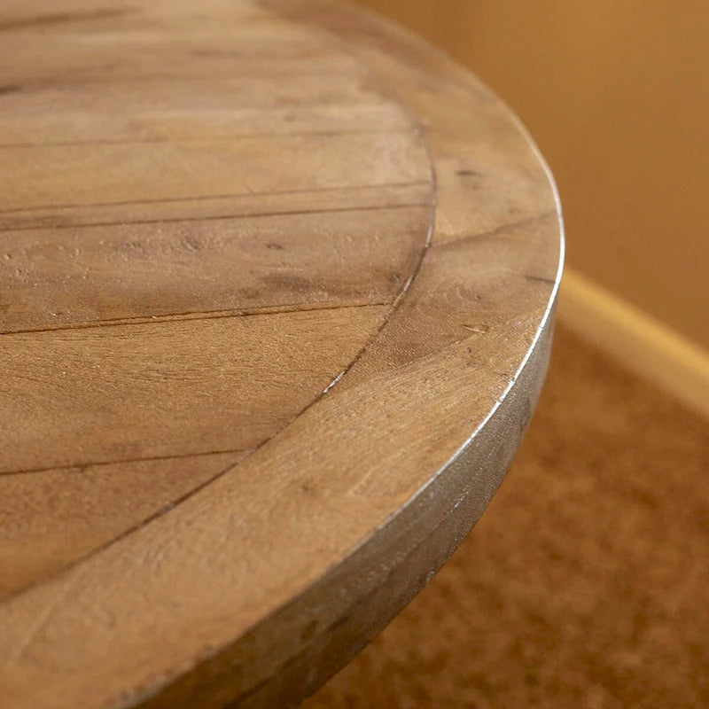 54 wide Round Dining Table in Natural wood finish (with reinforced steel bracket) - 54W x 30H x 54D