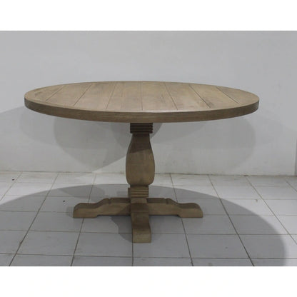54 wide Round Dining Table in Natural wood finish (with reinforced steel bracket) - 54W x 30H x 54D