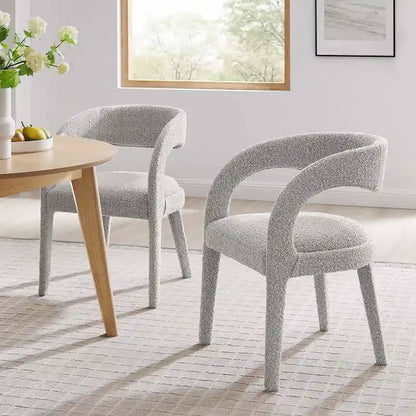 Pinnacle Boucle Upholstered Dining Chair Set of Two
