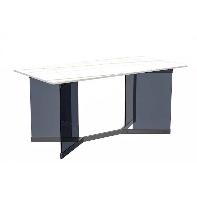 Oryn Rectangular Dining Table with Glass/Sintered Stone Top