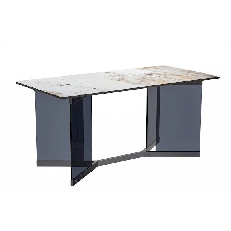 Oryn Rectangular Dining Table with Glass/Sintered Stone Top