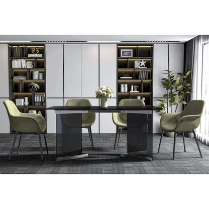 Oryn Rectangular Dining Table with Glass/Sintered Stone Top