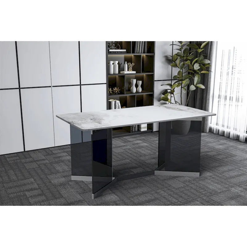 Oryn Rectangular Dining Table with Glass/Sintered Stone Top