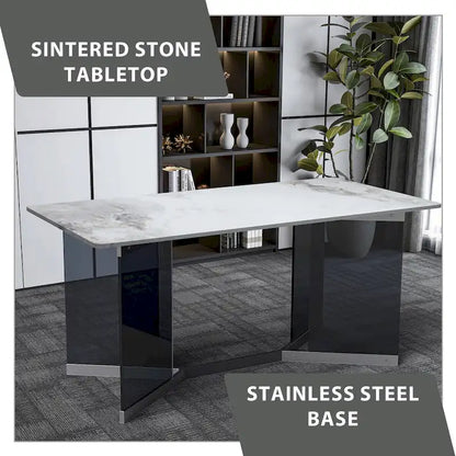 Oryn Rectangular Dining Table with Glass/Sintered Stone Top