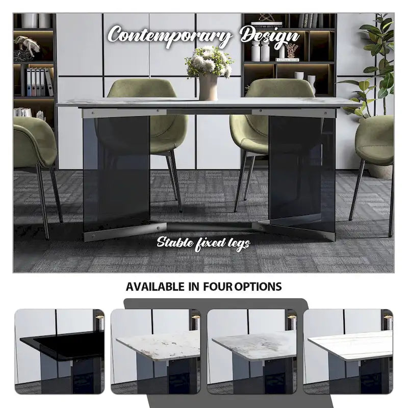 Oryn Rectangular Dining Table with Glass/Sintered Stone Top