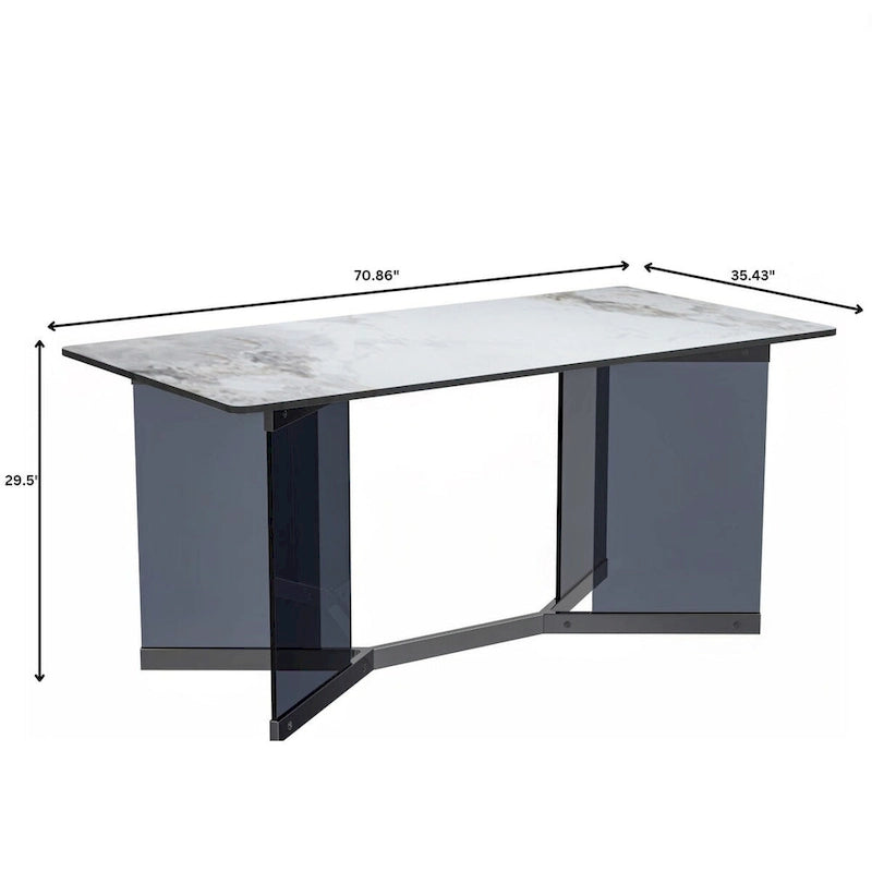Oryn Rectangular Dining Table with Glass/Sintered Stone Top