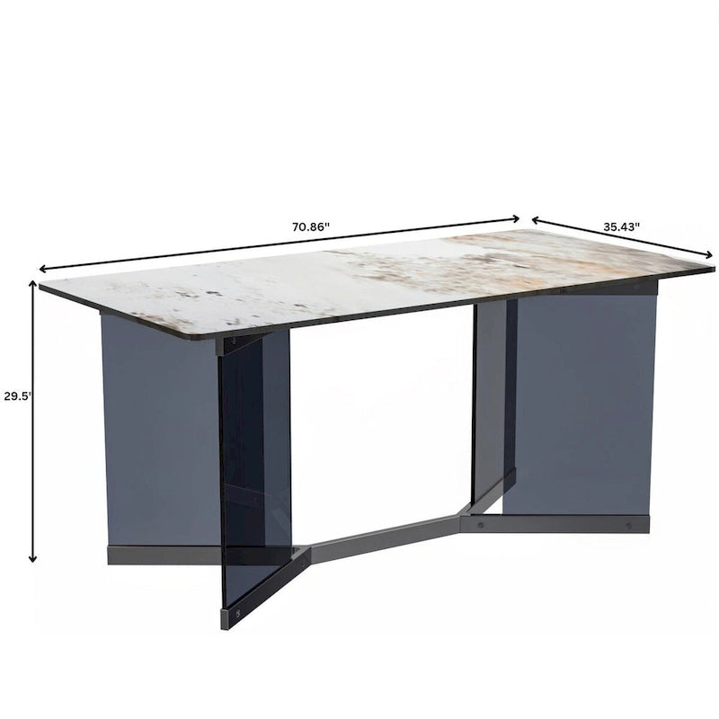 Oryn Rectangular Dining Table with Glass/Sintered Stone Top