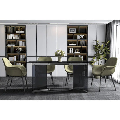 Oryn Rectangular Dining Table with Glass/Sintered Stone Top