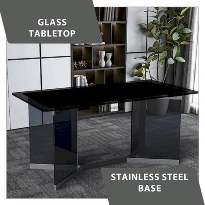 Oryn Rectangular Dining Table with Glass/Sintered Stone Top