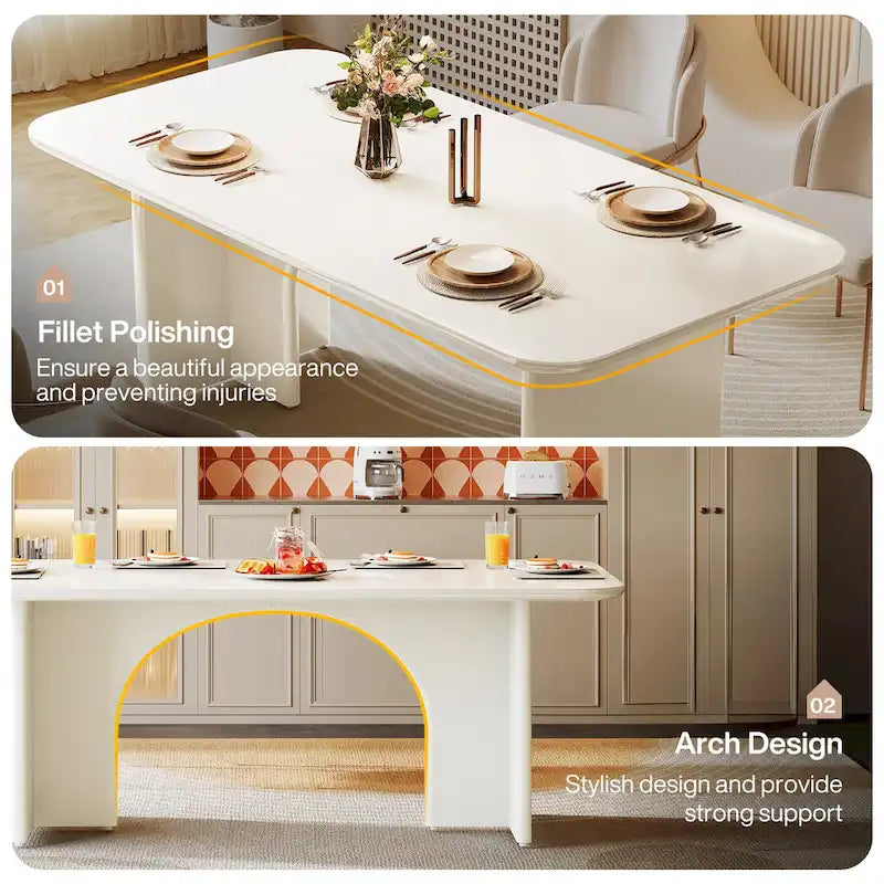 63-in Large Dining Table for 4-6 People, Modern Rectangle Kitchen Table