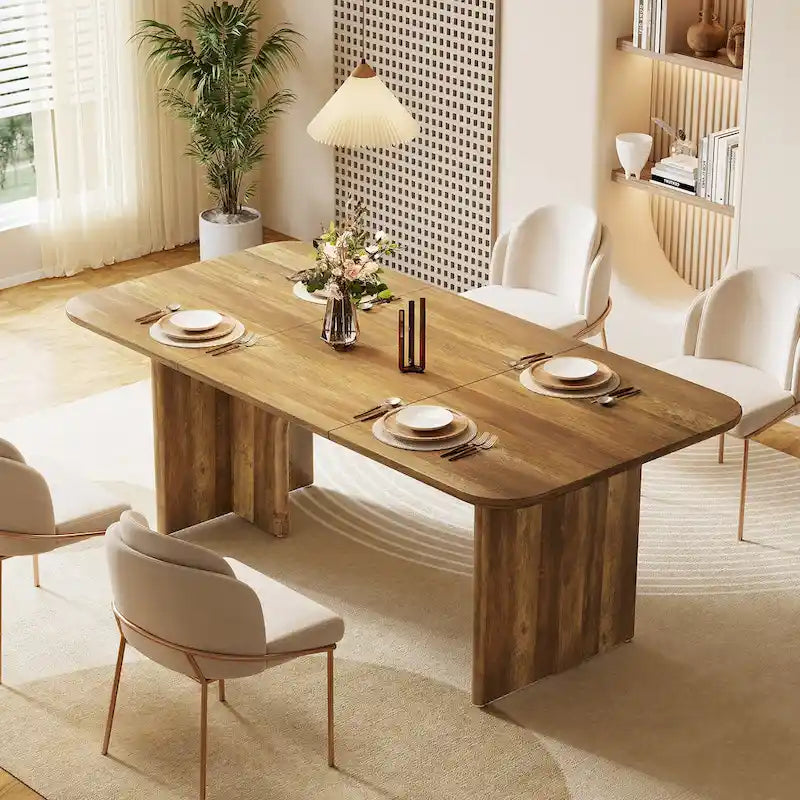 63-in Large Dining Table for 4-6 People, Modern Rectangle Kitchen Table