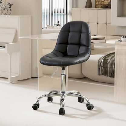 Javlergo Armless Home Office Chair, Height Adjustable Computer Desk Chair with Wheels
