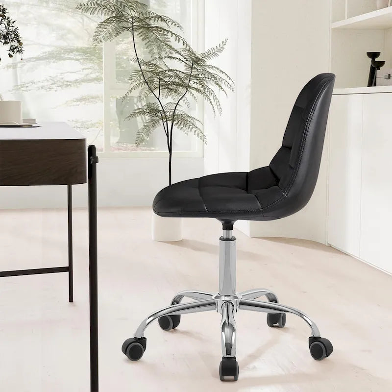 Javlergo Armless Home Office Chair, Height Adjustable Computer Desk Chair with Wheels