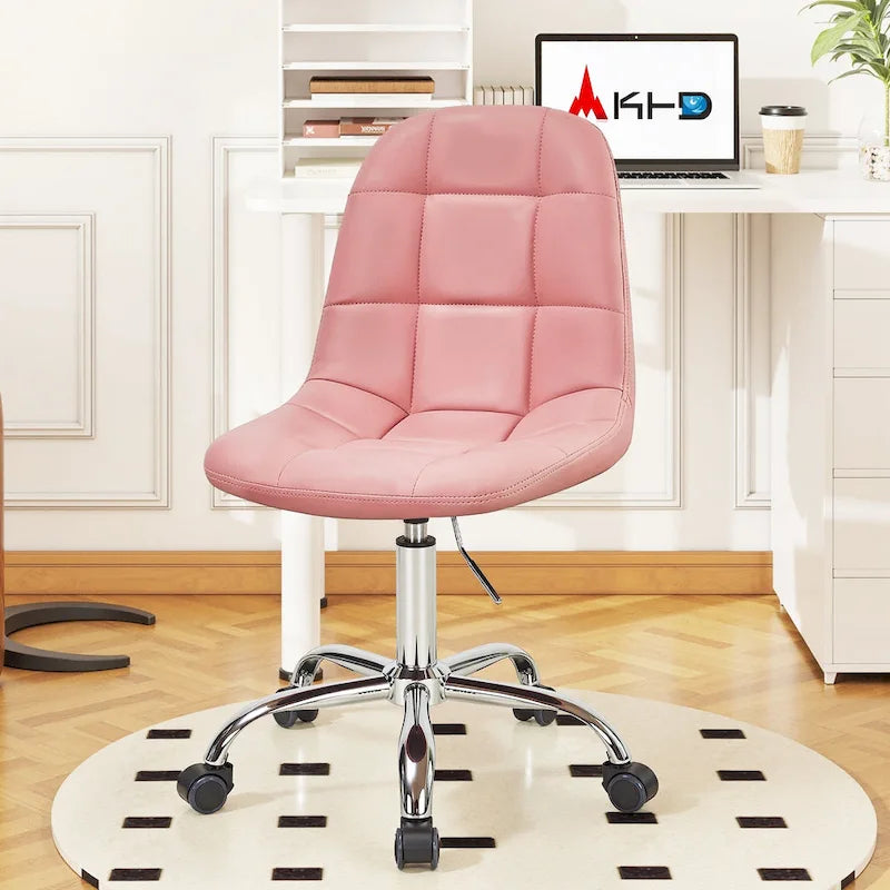 Javlergo Armless Home Office Chair, Height Adjustable Computer Desk Chair with Wheels
