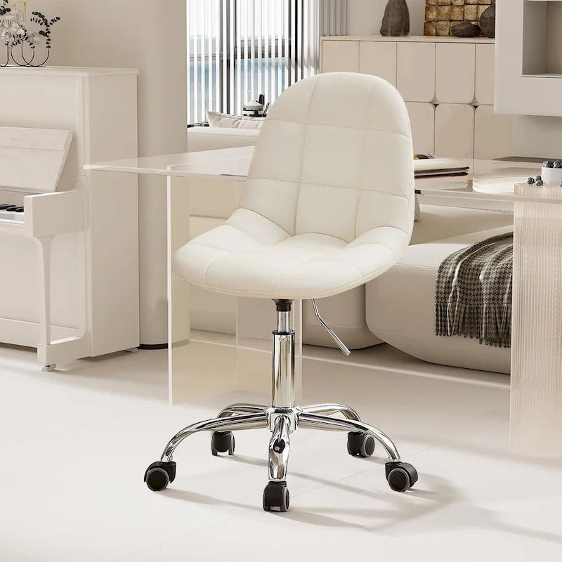 Javlergo Armless Home Office Chair, Height Adjustable Computer Desk Chair with Wheels