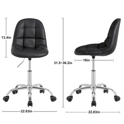 Javlergo Armless Home Office Chair, Height Adjustable Computer Desk Chair with Wheels