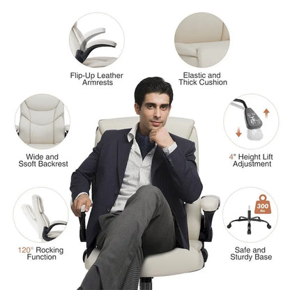 Adjustable Ergonomic Home Office Chair with Flip-Up Armrest - N/A